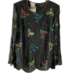 Stenay plus NWT vintage sequin beaded festive blouse